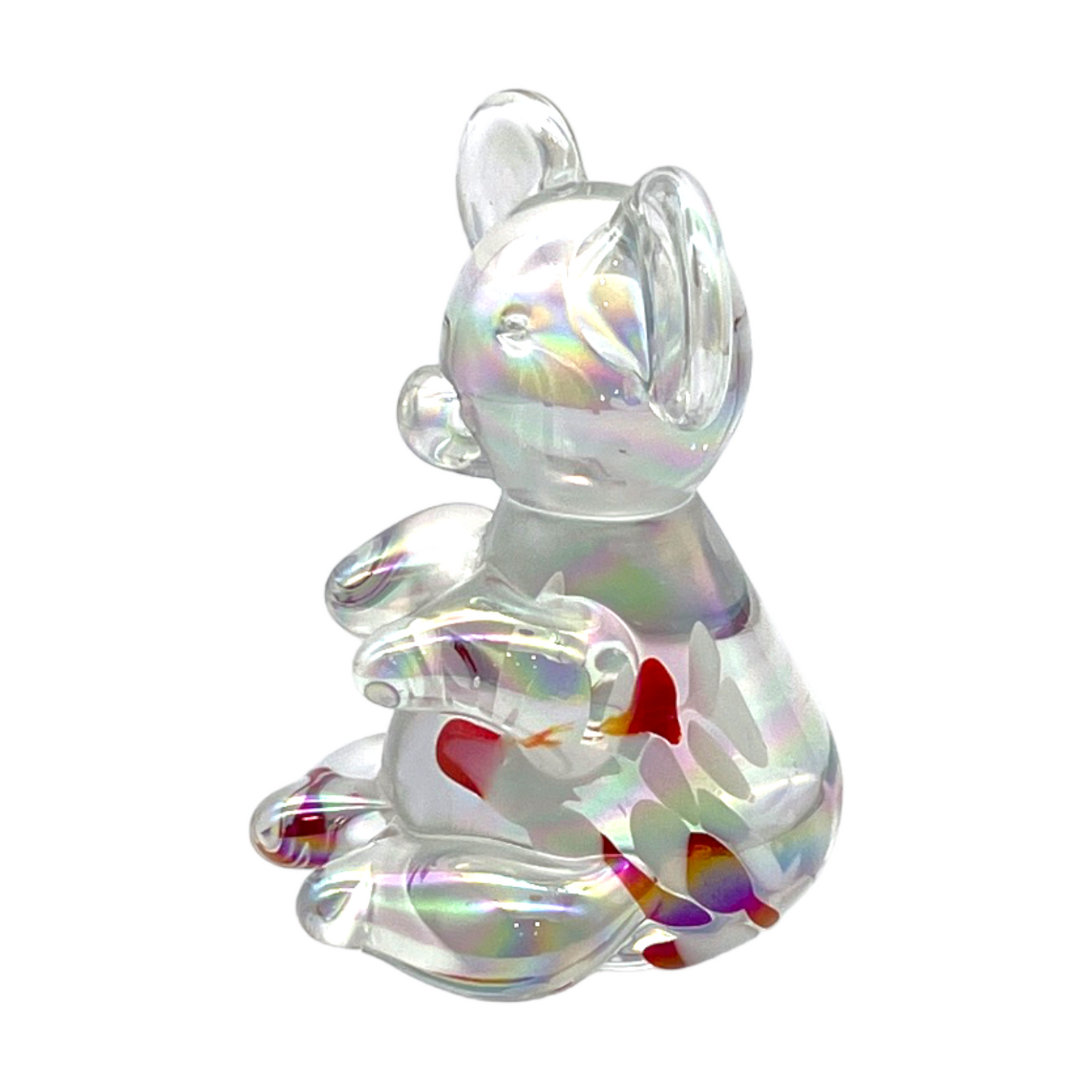 Opaline Splatter Glass Bear Sculpture - 4"