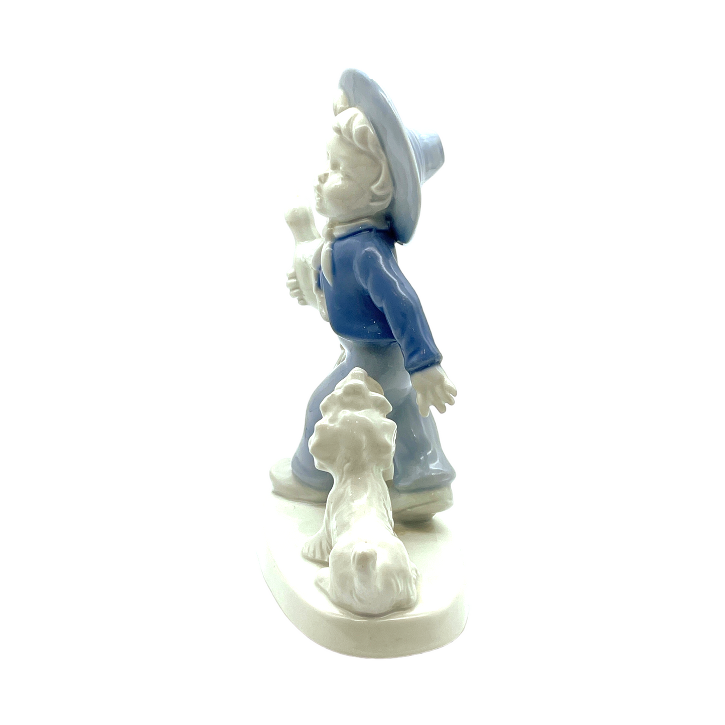 Dresden Porcelain - Boy Walking With Dog & Duck Figurine - 6.5"