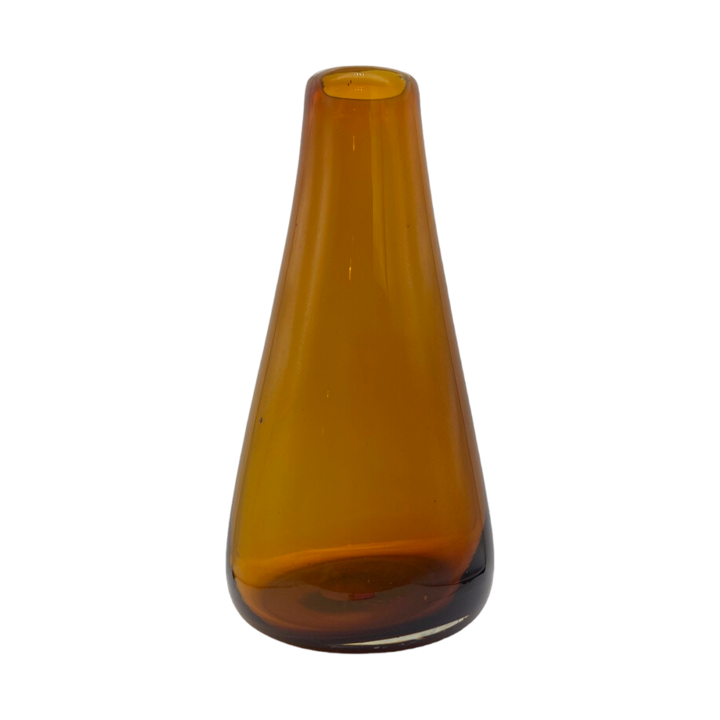 Vintage Amber Elegance - Handblown Art Glass Vase - 12"