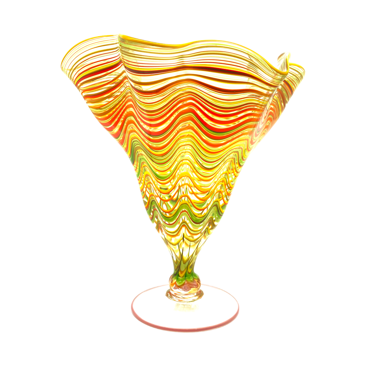 Italian Artistry - Latticinio Ruffle Top Vase - 10"