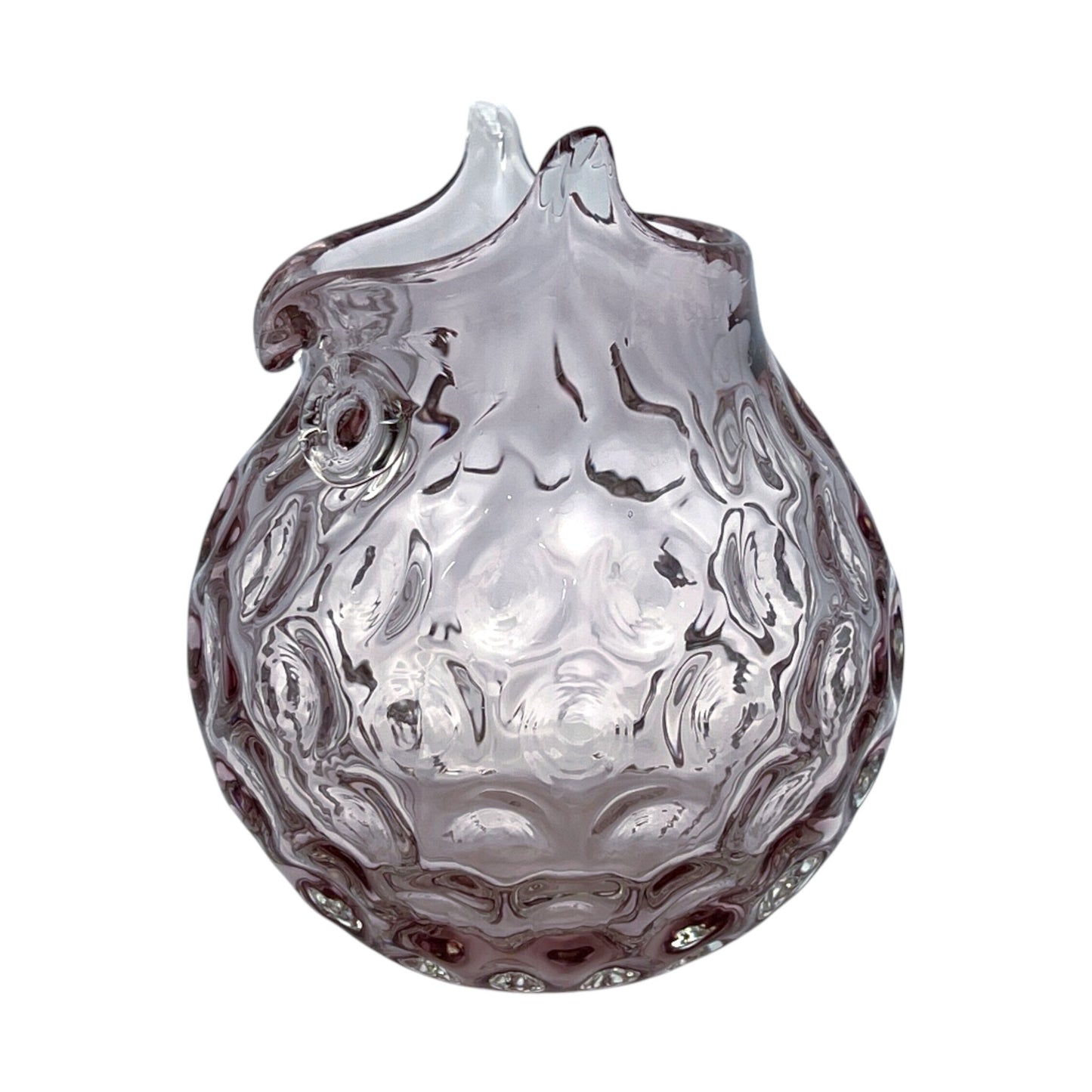 Hand Blown - Amethyst Art Glass Owl Vase - Vintage - 6.25"