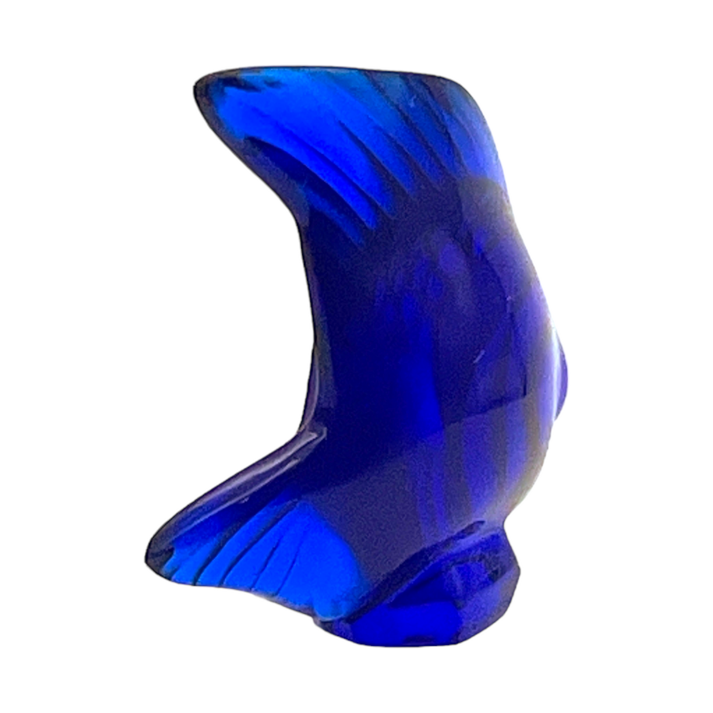 Lalique - Ferrat Blue Fish Sculpture - Signed - 2.25"
