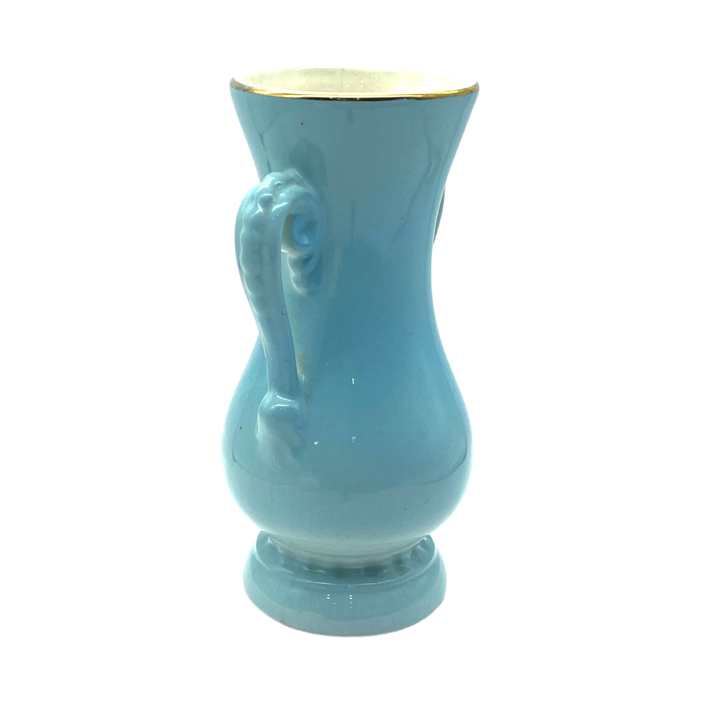 Royal Copley - Blue Beauty Gold Trim Vase - Vintage - 6.25"