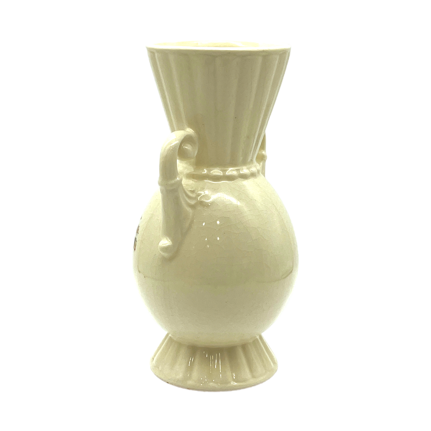 Spaulding China - Double Handle Gold Trim Rachel Decal Vase - Vintage - 8.5"