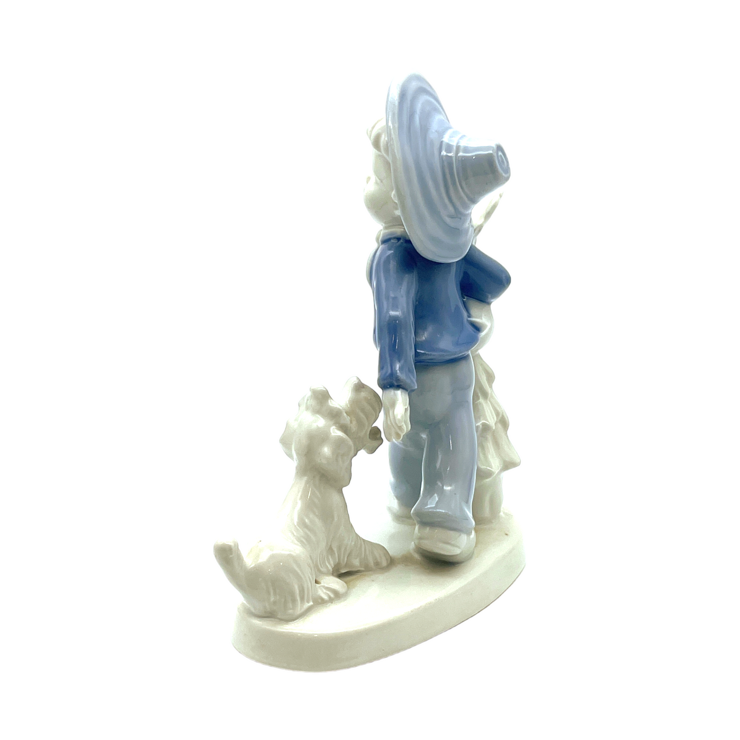 Dresden Porcelain - Boy Walking With Dog & Duck Figurine - 6.5"