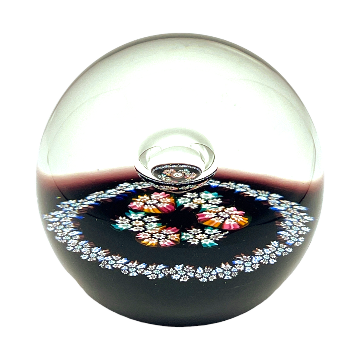 Caithness Paperweight - Mellefiori With Bubble - 3"