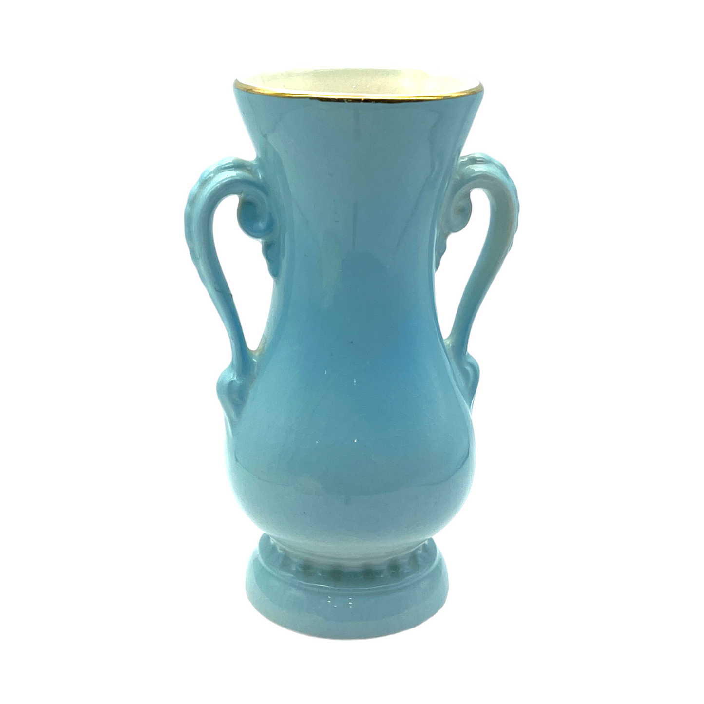 Royal Copley - Blue Beauty Gold Trim Vase - Vintage - 6.25"