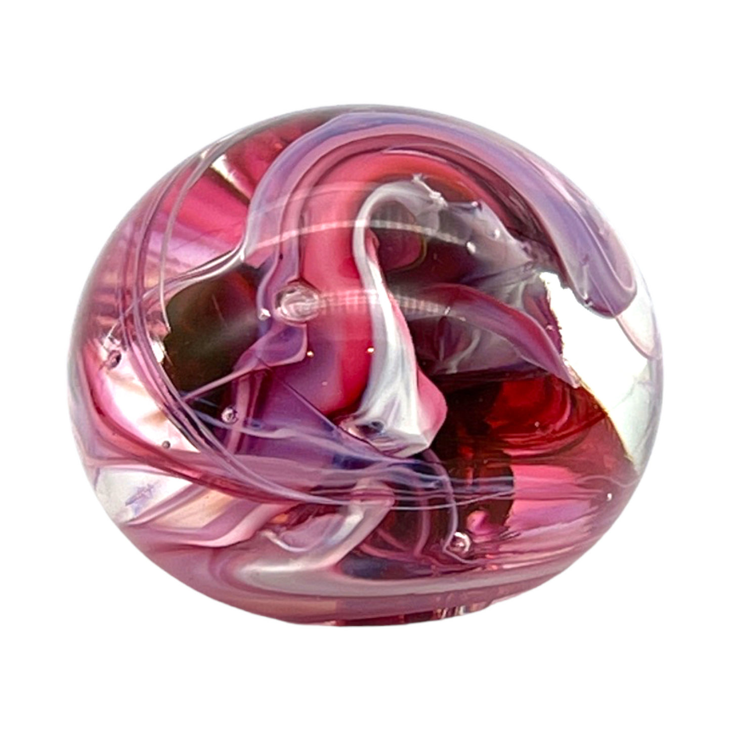 Free State Art Glass - Red Swirl Paperweight - Signed 1998 - 2.5"