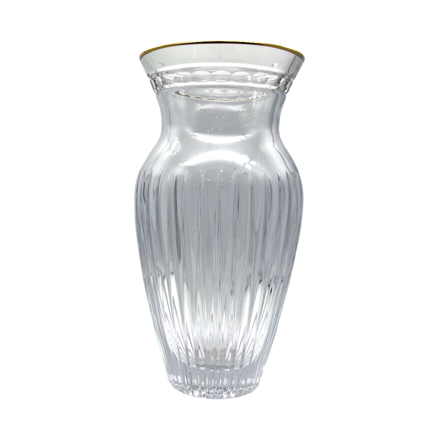 Waterford Crystal - Marquis Hanover Vase With Gold Rim - 10"