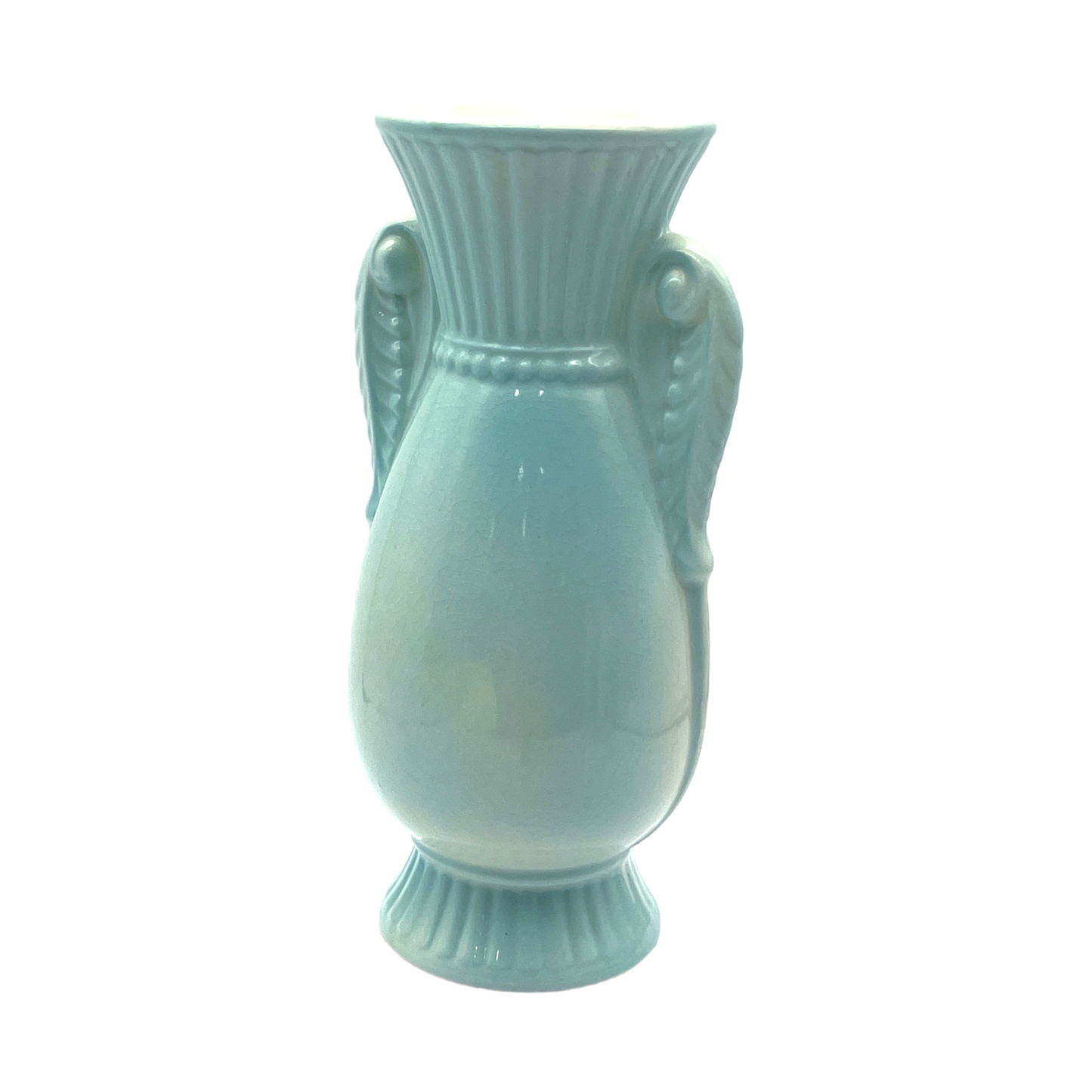 Royal Copley - Light Blue Decal Vase - Vintage - 7"