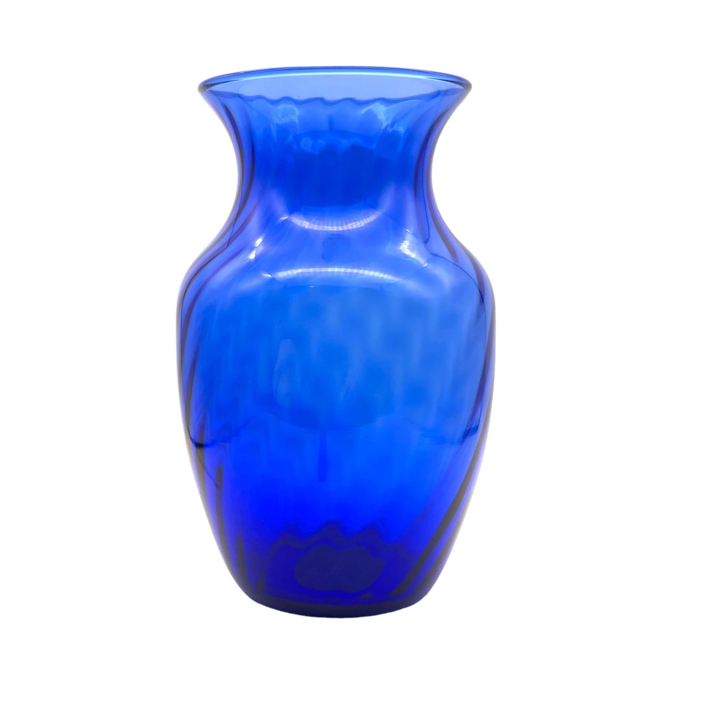 Indiana Glass- Cobalt Blue Swirl Vase - Vintage - 8"
