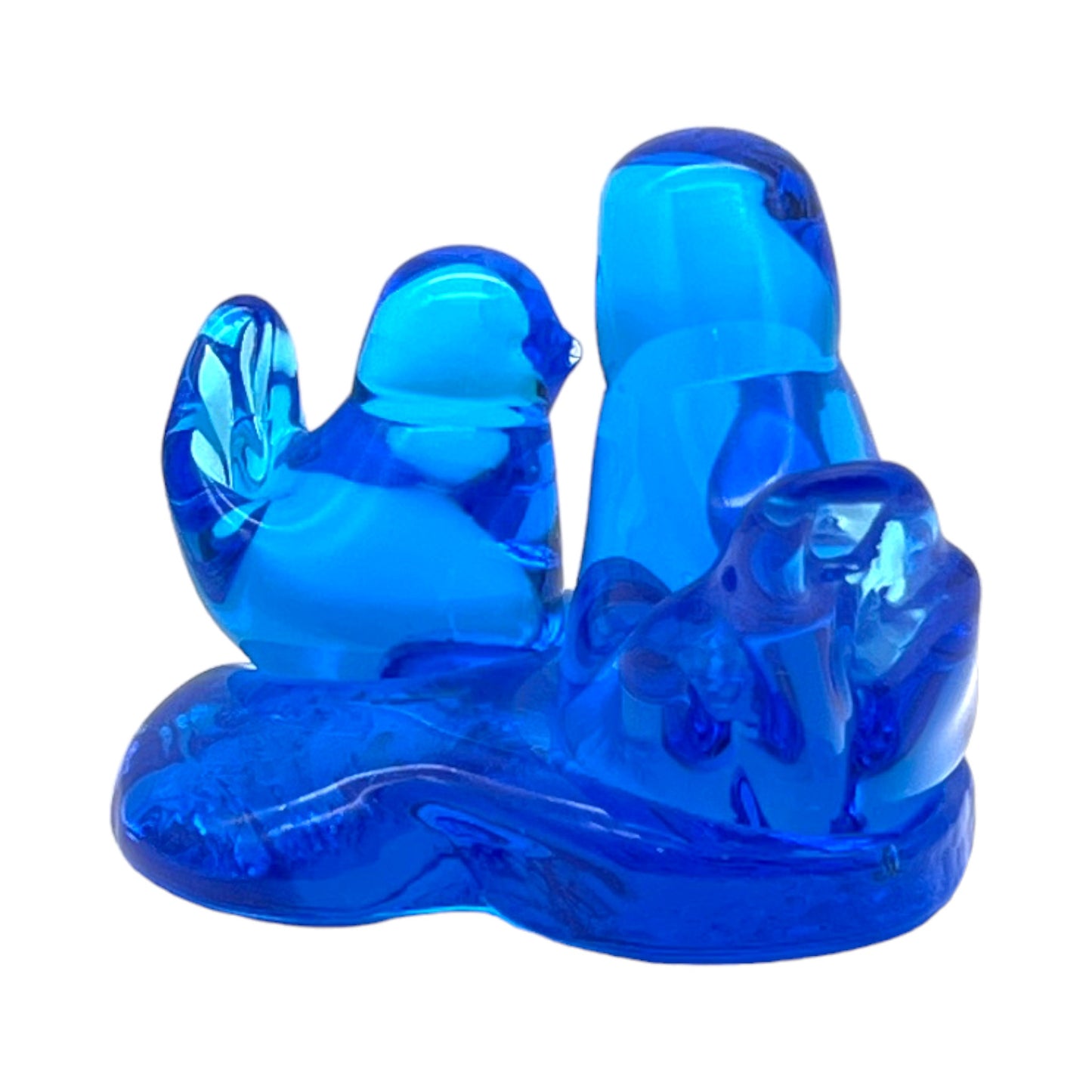 Blown Art Glass - Double Bluebird Of Happiness - Leo Ward Signed - 1993 - 3"