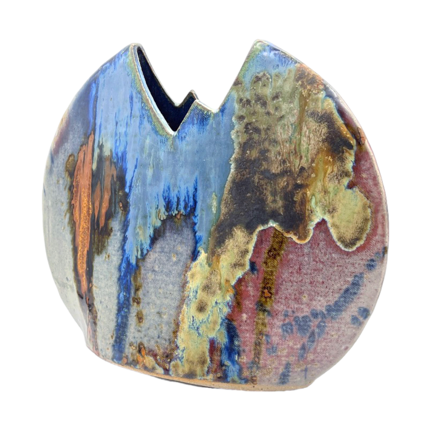 Jim Lauer Studio Pottery - Circle Jagged Top Vase - 8.5"
