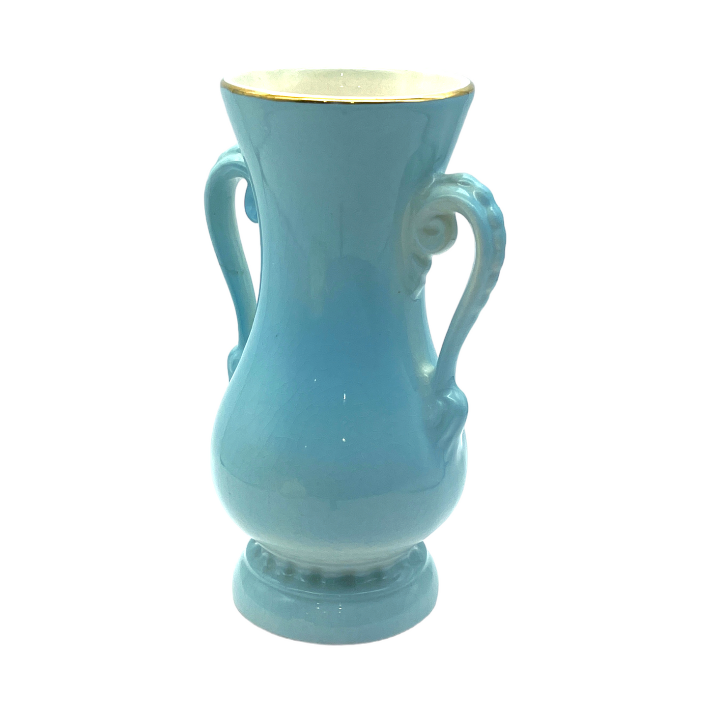 Royal Copley - Blue Beauty Gold Trim Vase - Vintage - 6.25"