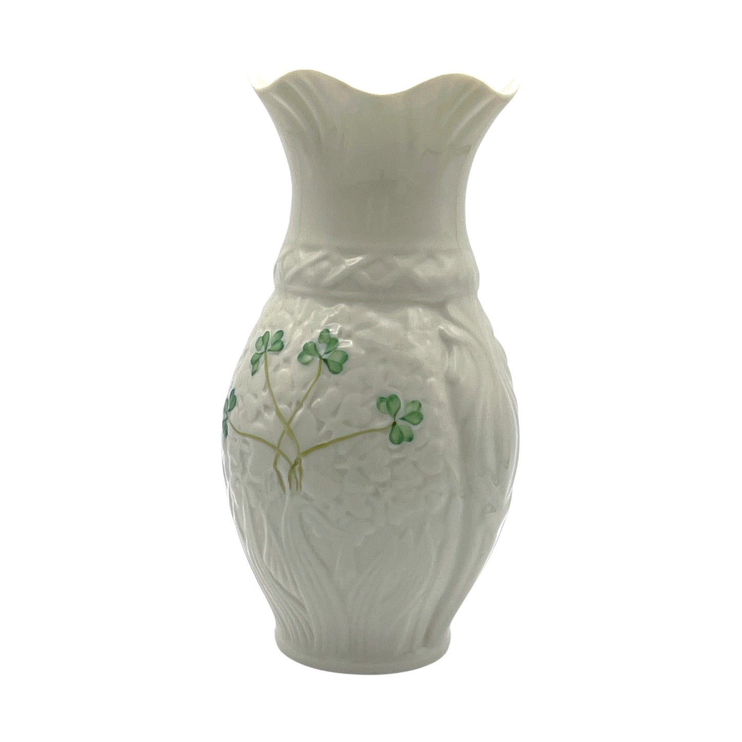 Belleek - 4 Clover Blarney Woolen Mills Vase - Ninth Mark - 7"