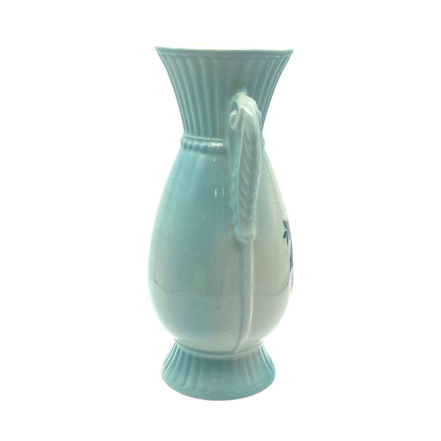 Royal Copley - Light Blue Decal Vase - Vintage - 7"