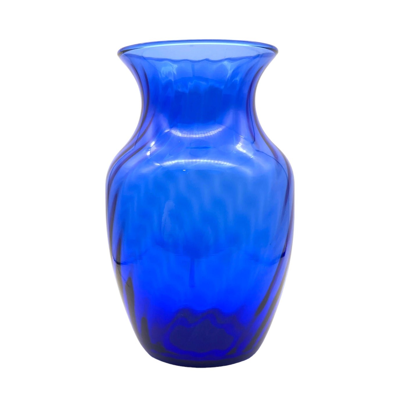 Indiana Glass- Cobalt Blue Swirl Vase - Vintage - 8"
