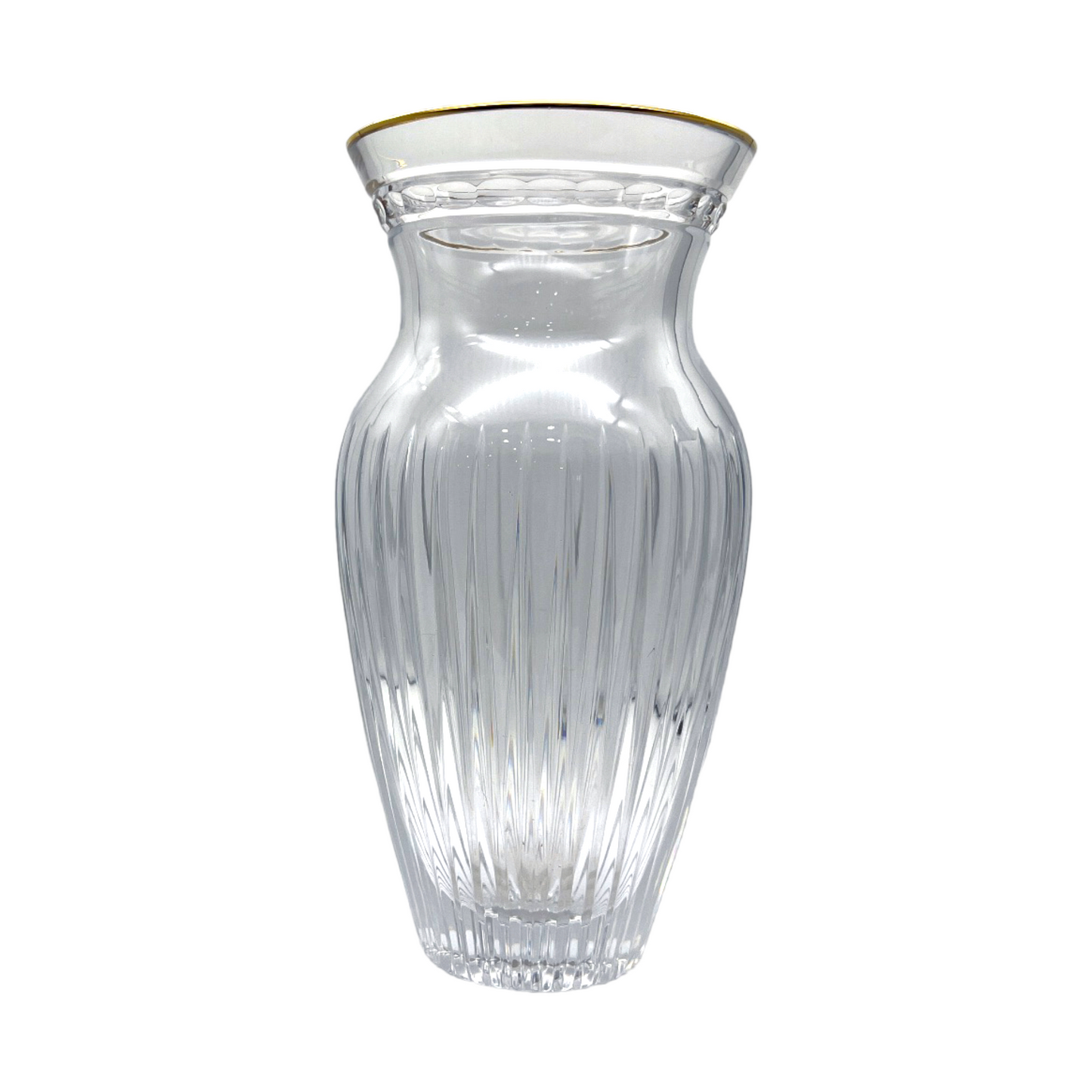 Waterford Crystal - Marquis Hanover Vase With Gold Rim - 10"