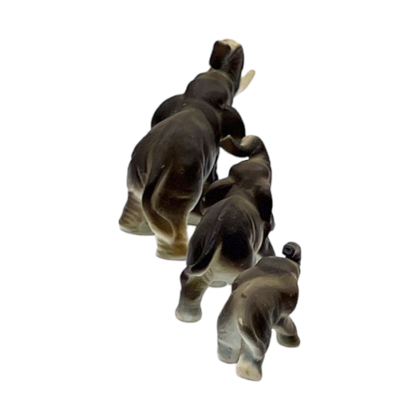 Porcelain - Elephant Family - Vintage - 3"