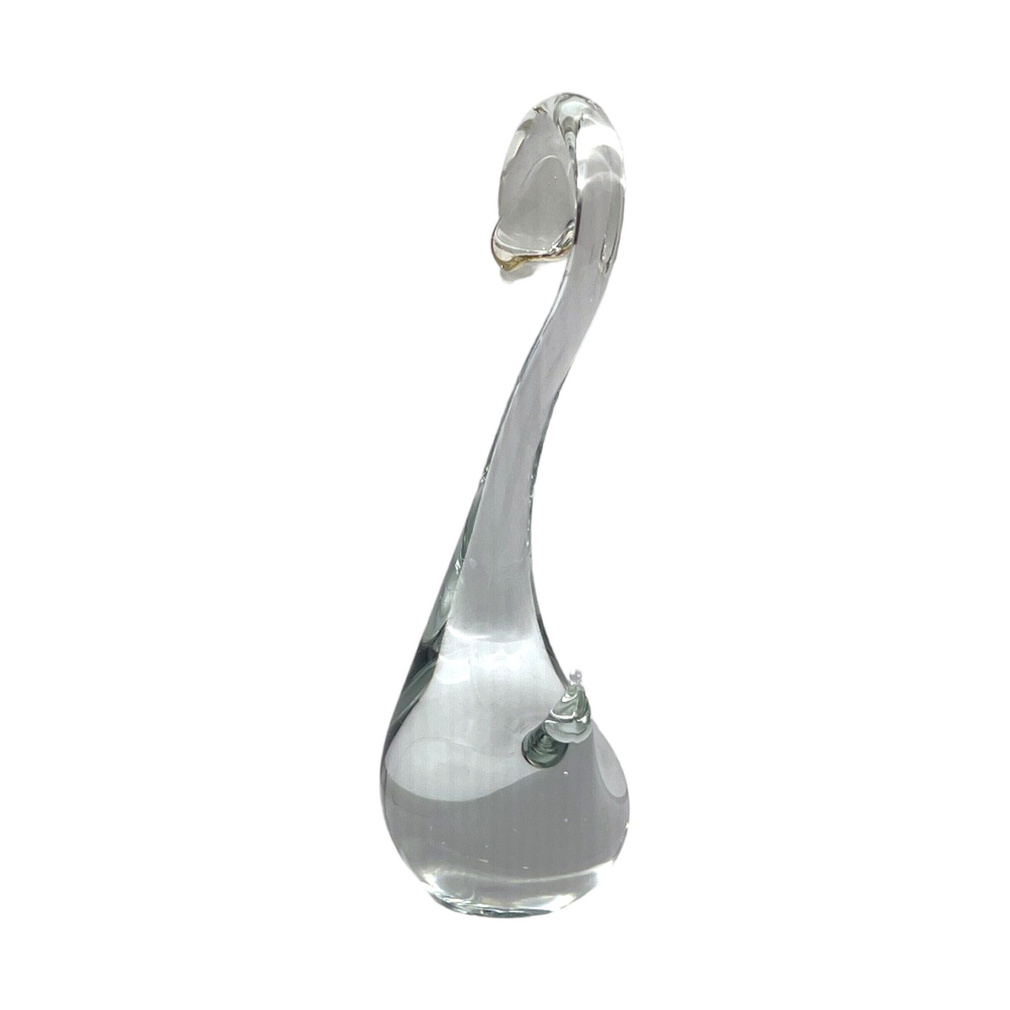 Graceful Reflections - Handcrafted 8" Clear Swan Art Glass