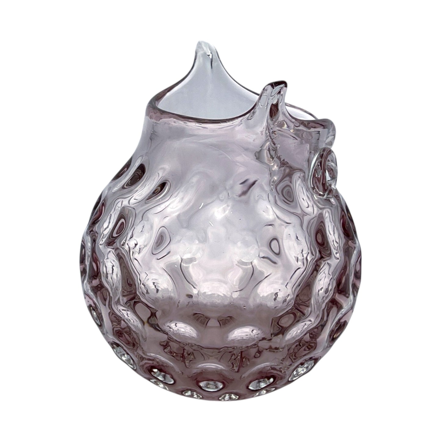 Hand Blown - Amethyst Art Glass Owl Vase - Vintage - 6.25"