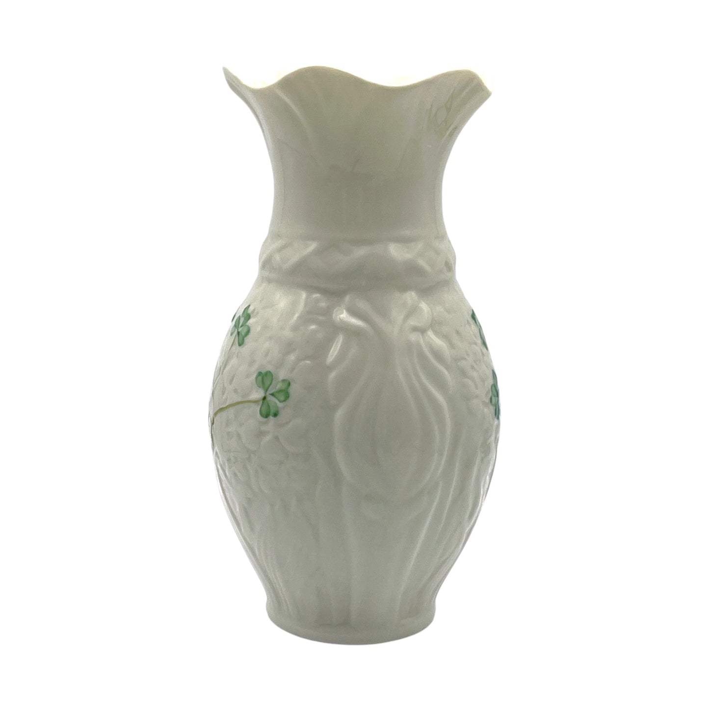 Belleek - 4 Clover Blarney Woolen Mills Vase - Ninth Mark - 7"