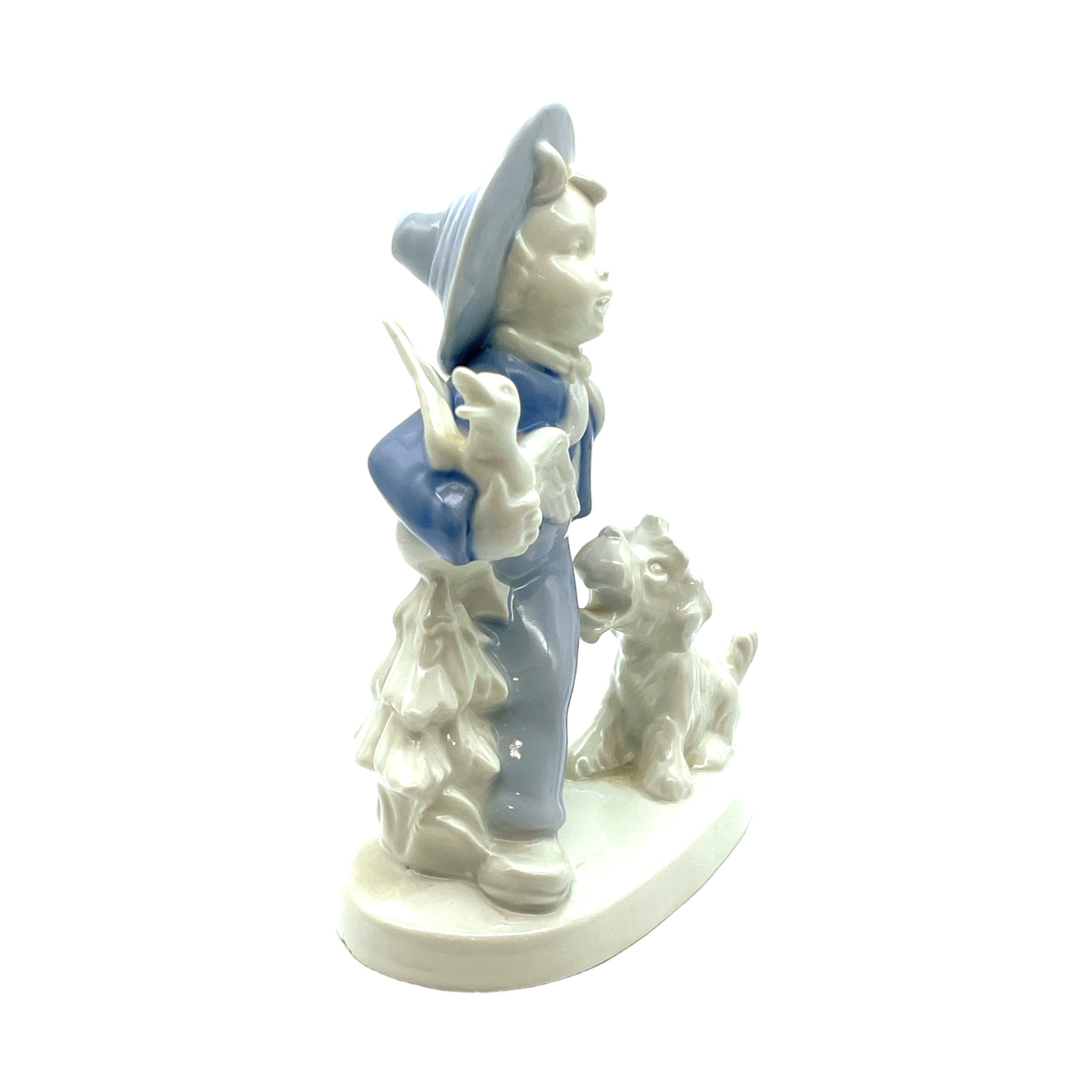 Dresden Porcelain - Boy Walking With Dog & Duck Figurine - 6.5"