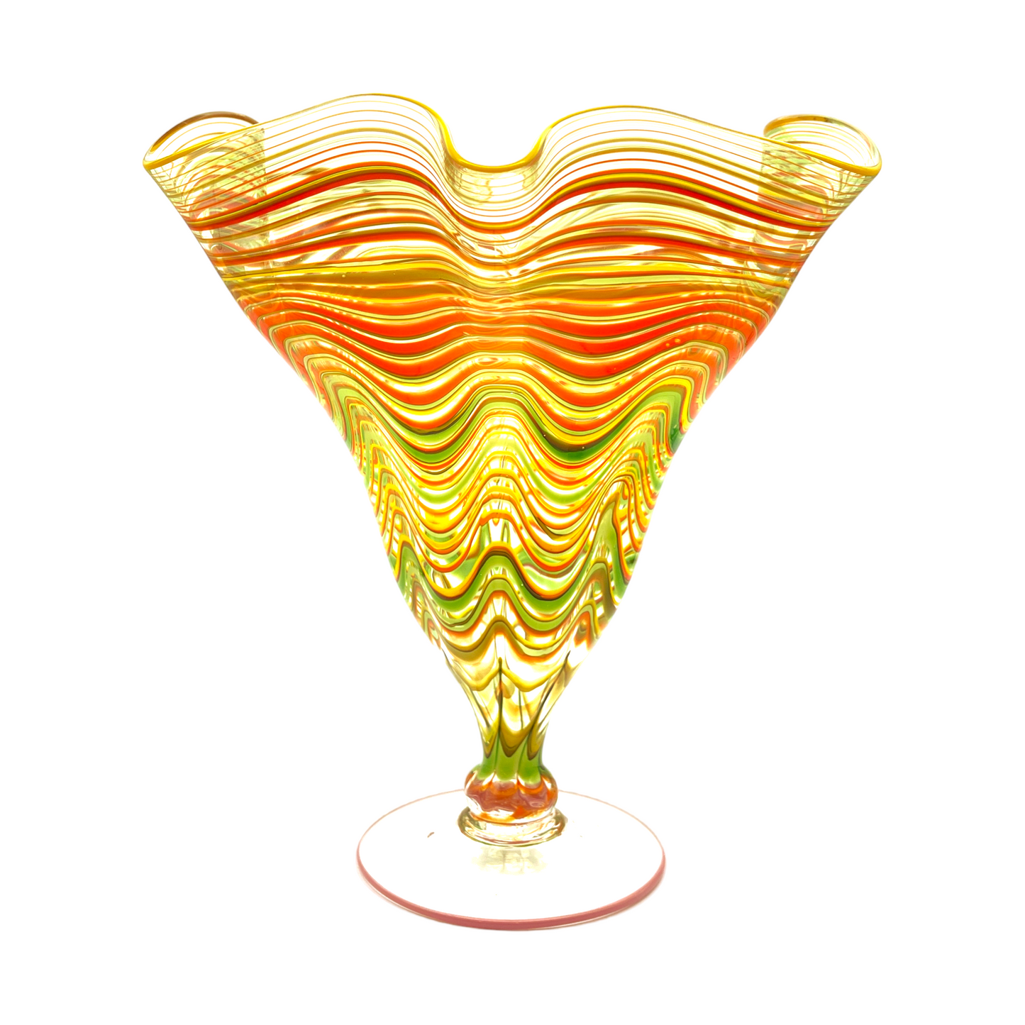 Italian Artistry - Latticinio Ruffle Top Vase - 10"