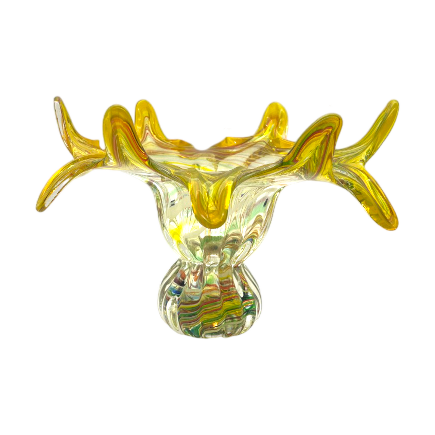 Enchanting Symphony: Handcrafted Murano Art Glass Compote - 7.5"