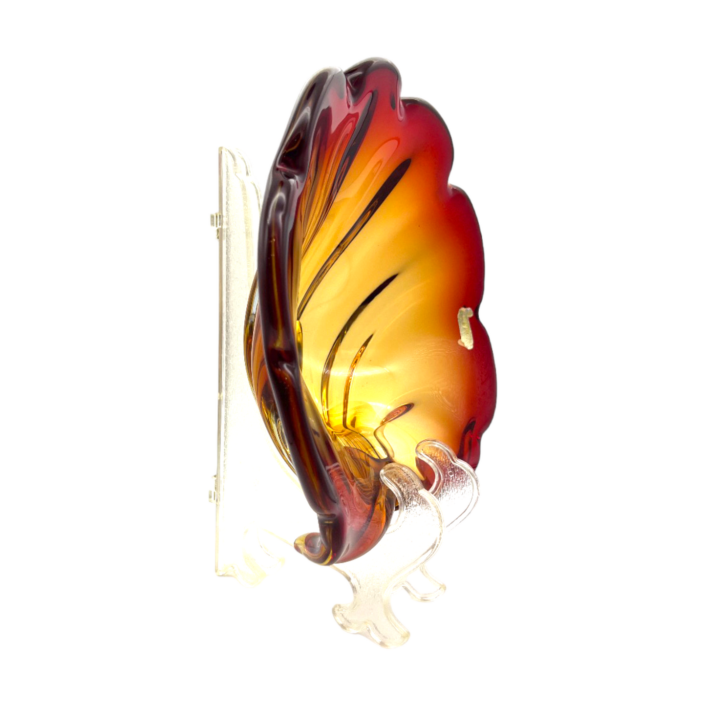 Murano Art Glass - Amber Shell Centerpiece Bowl - With Sticker - XL - 4"