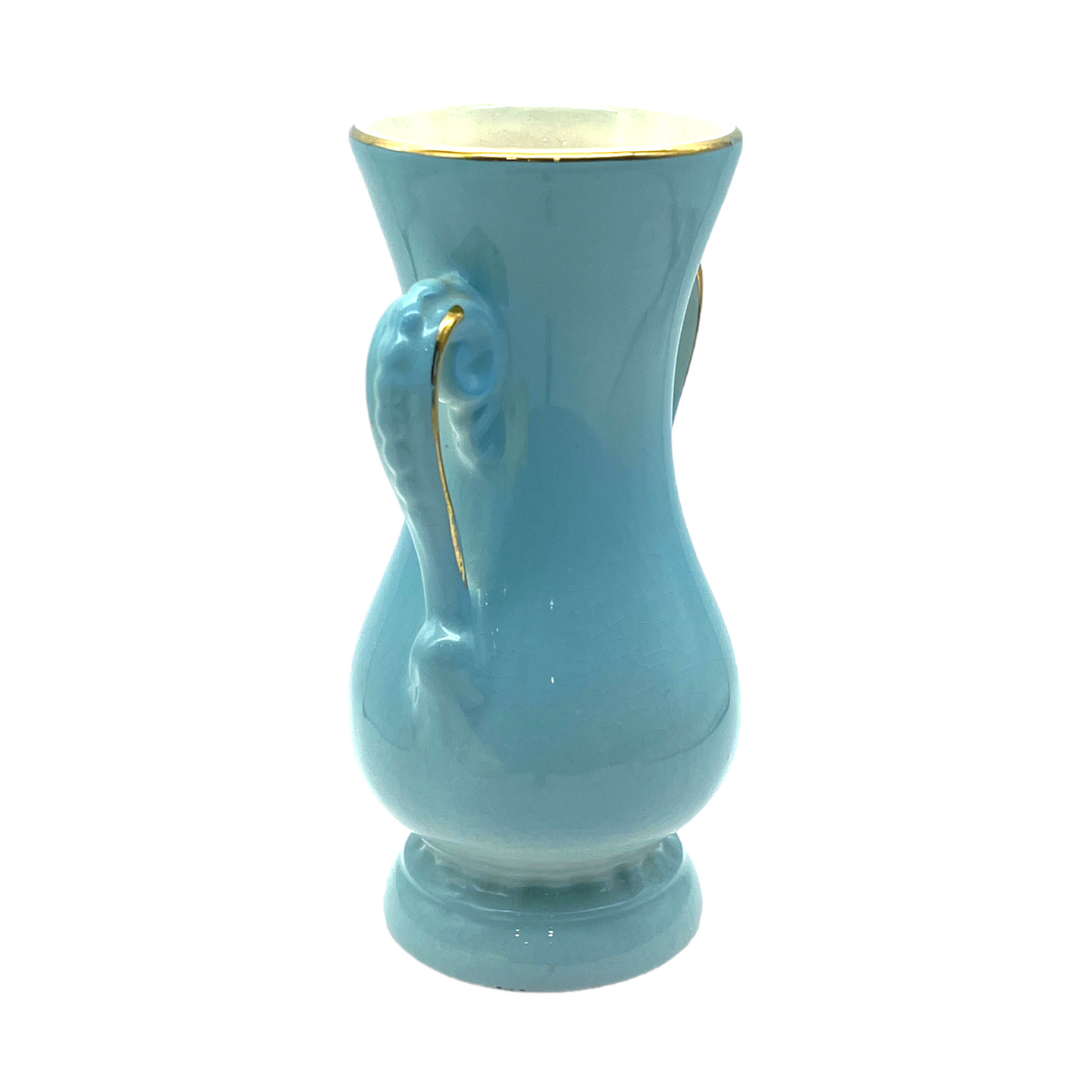 Royal Copley - Blue Beauty Gold Trim Vase - Vintage - 6.25"