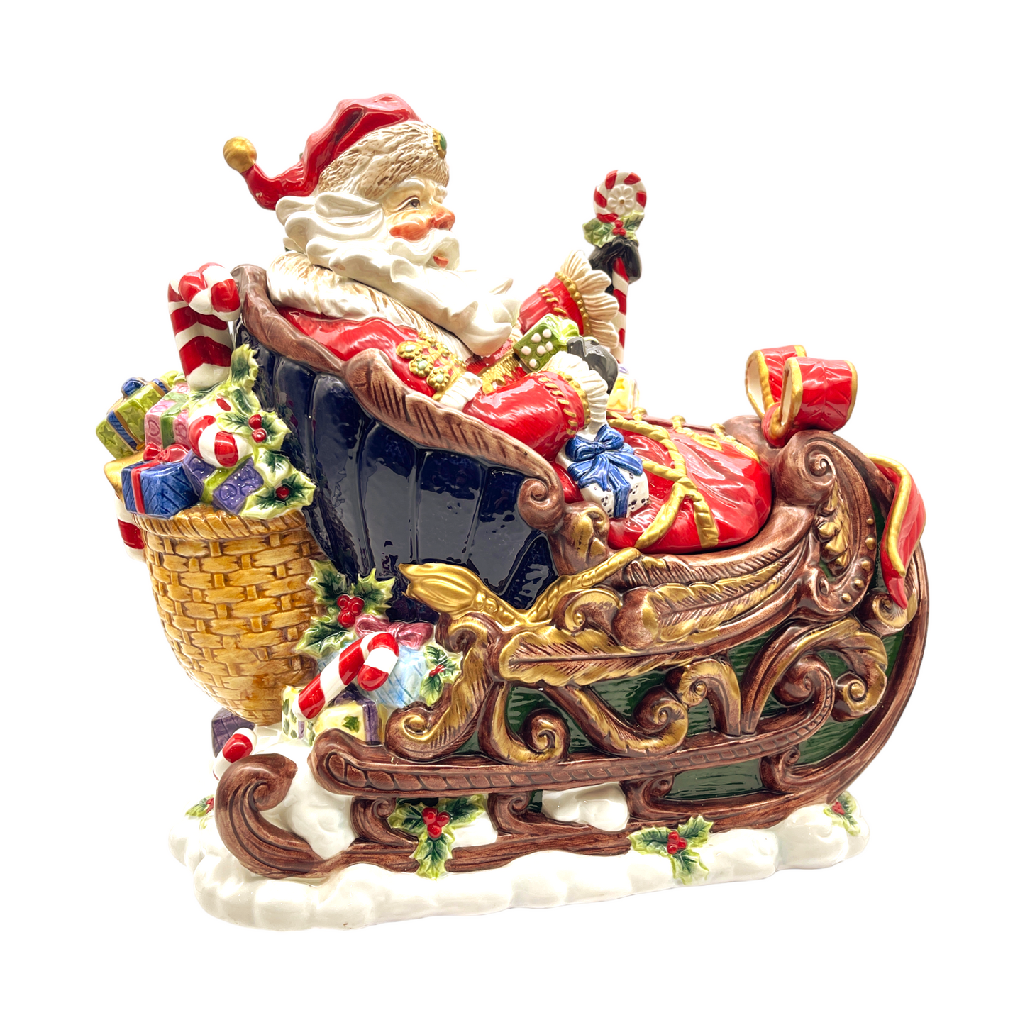 Paris & Beebee - Santa & Sleigh Cookie Jar - 12"