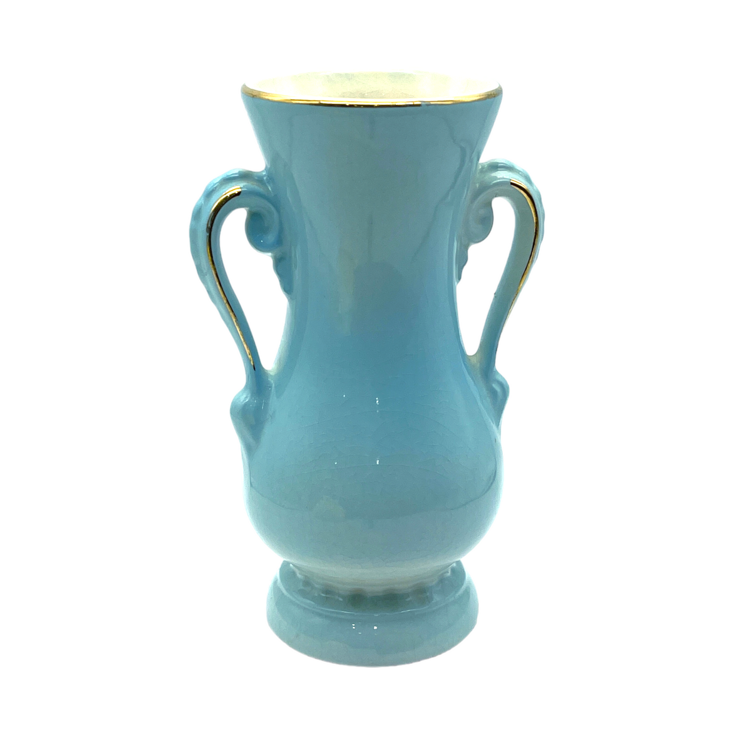 Royal Copley - Blue Beauty Gold Trim Vase - Vintage - 6.25"