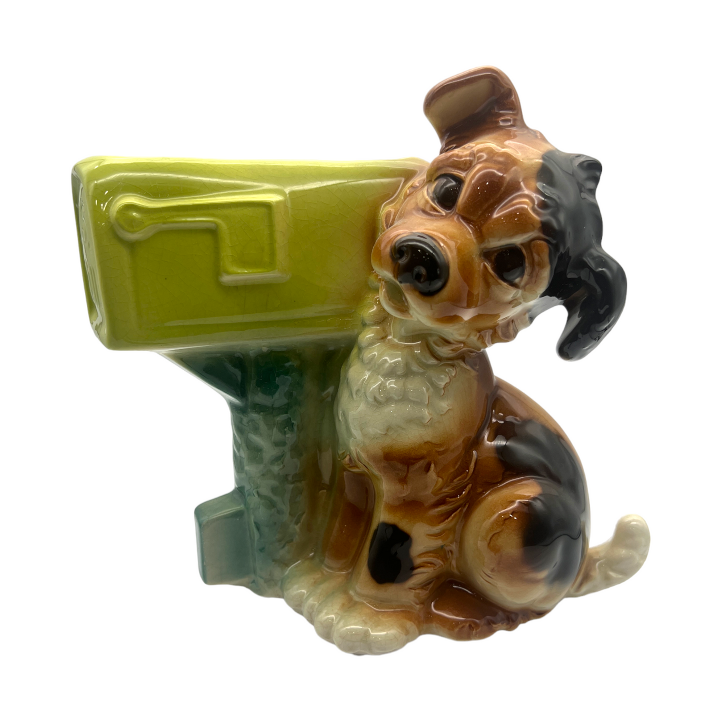 Royal Copley - Dog & Mailbox Planter - Vintage - 9"