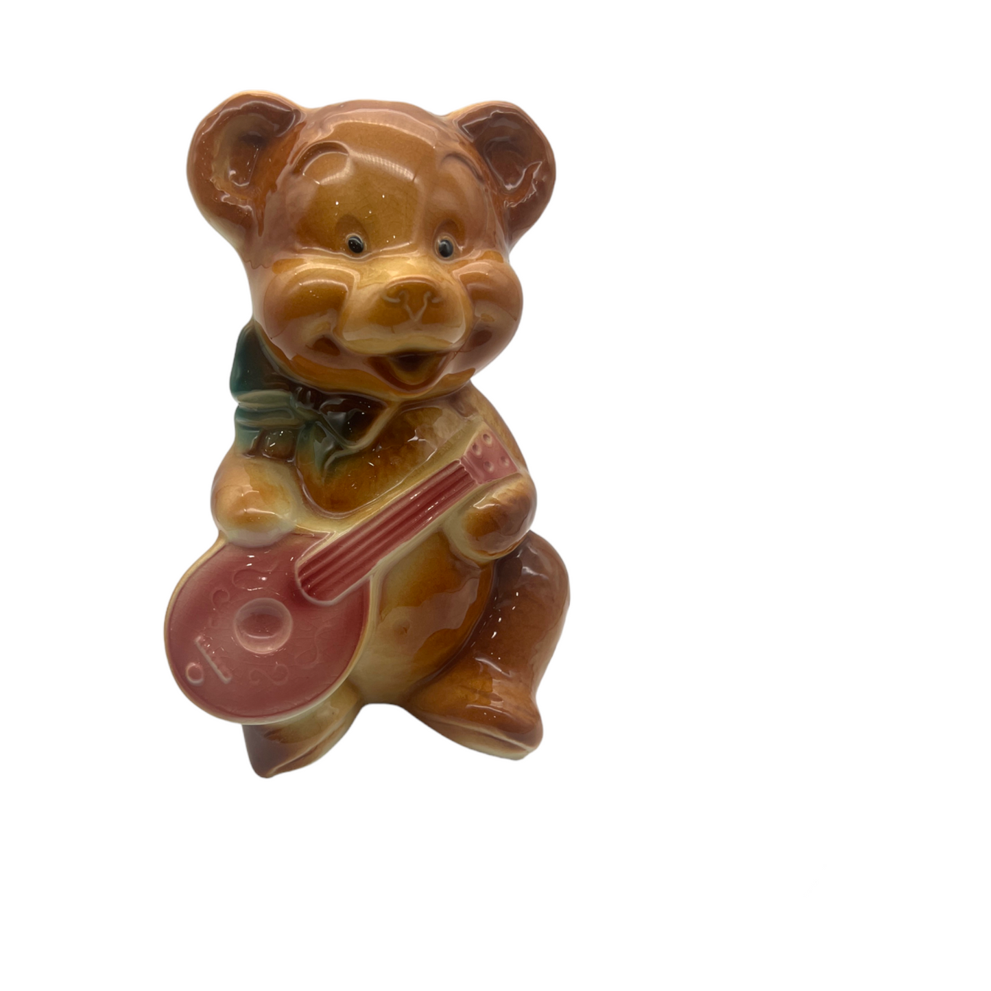 Royal Copley - Teddy Bear With Mandolin Planter - Vintage - 6.75"