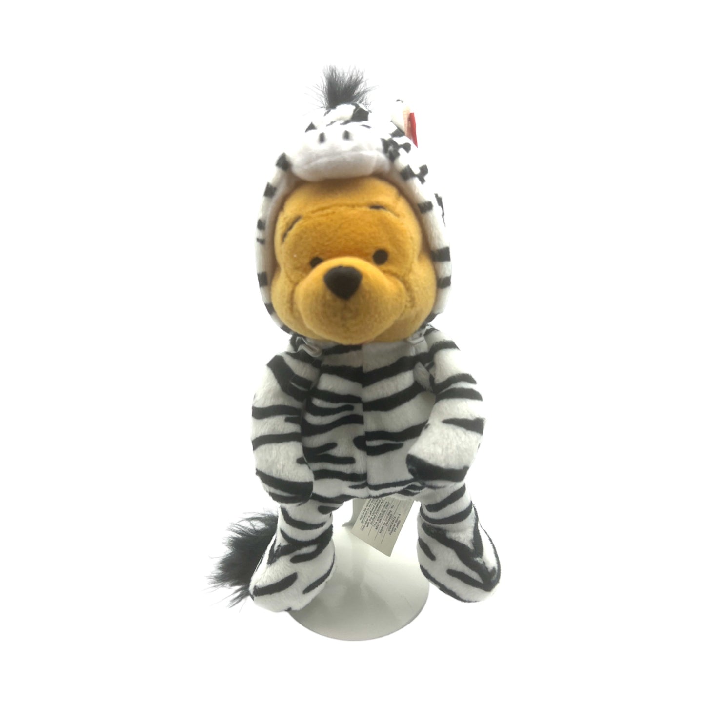 Disney Store - Zebra Pooh Mini Bean Bad - Vintage - With Tag - 8"