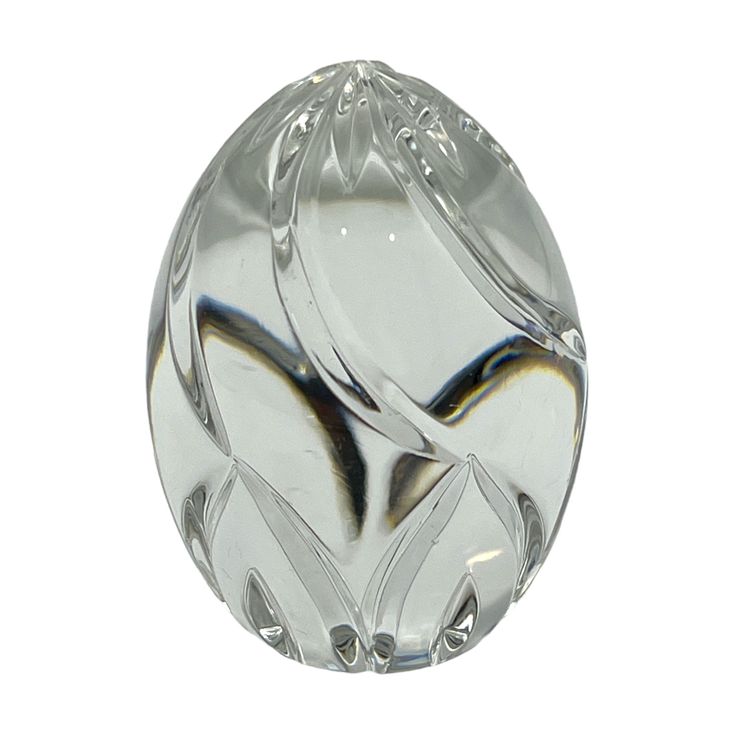 Ethereal Elegance: Crystal Egg Shaped Art Glass Paperweight - 3.25"