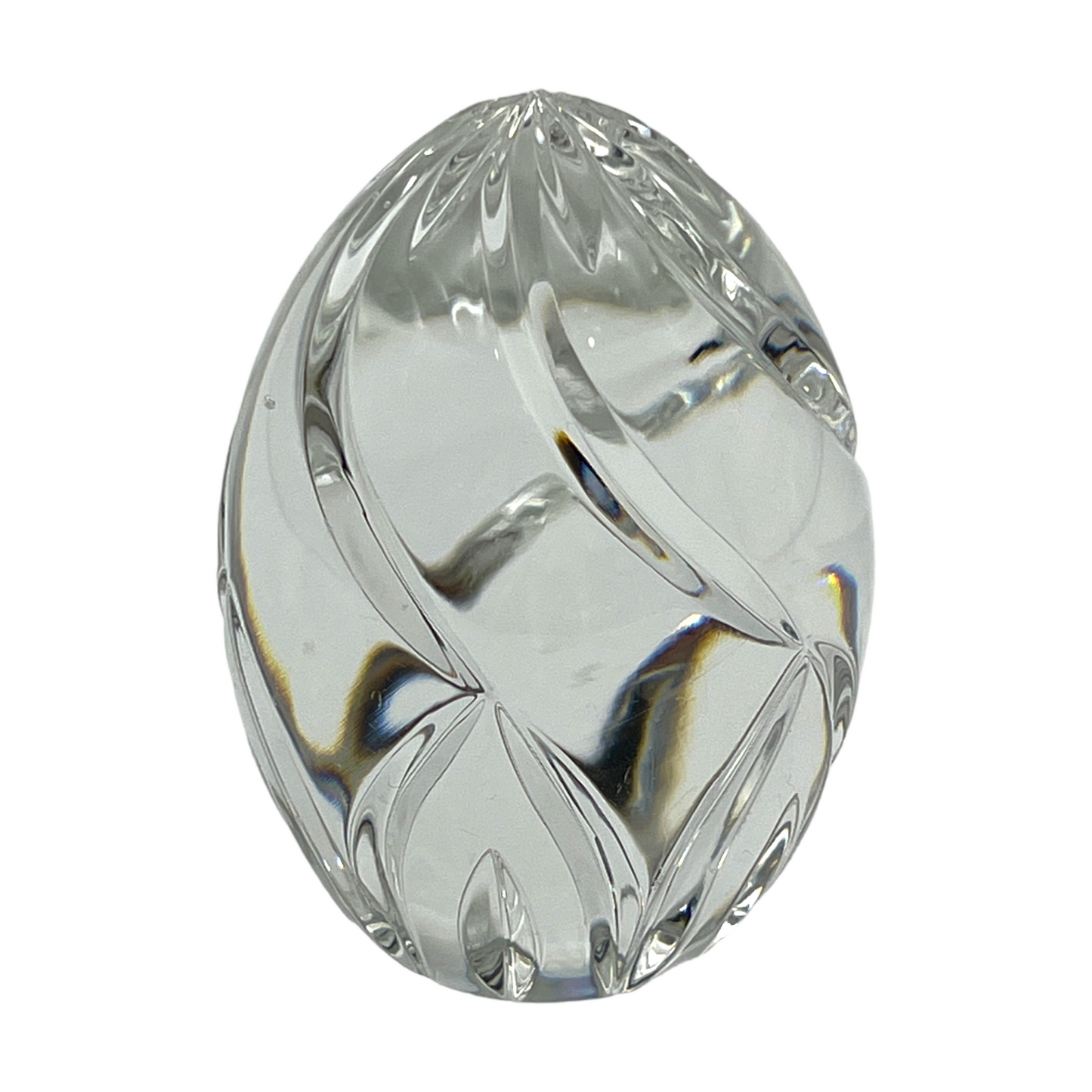Ethereal Elegance: Crystal Egg Shaped Art Glass Paperweight - 3.25"