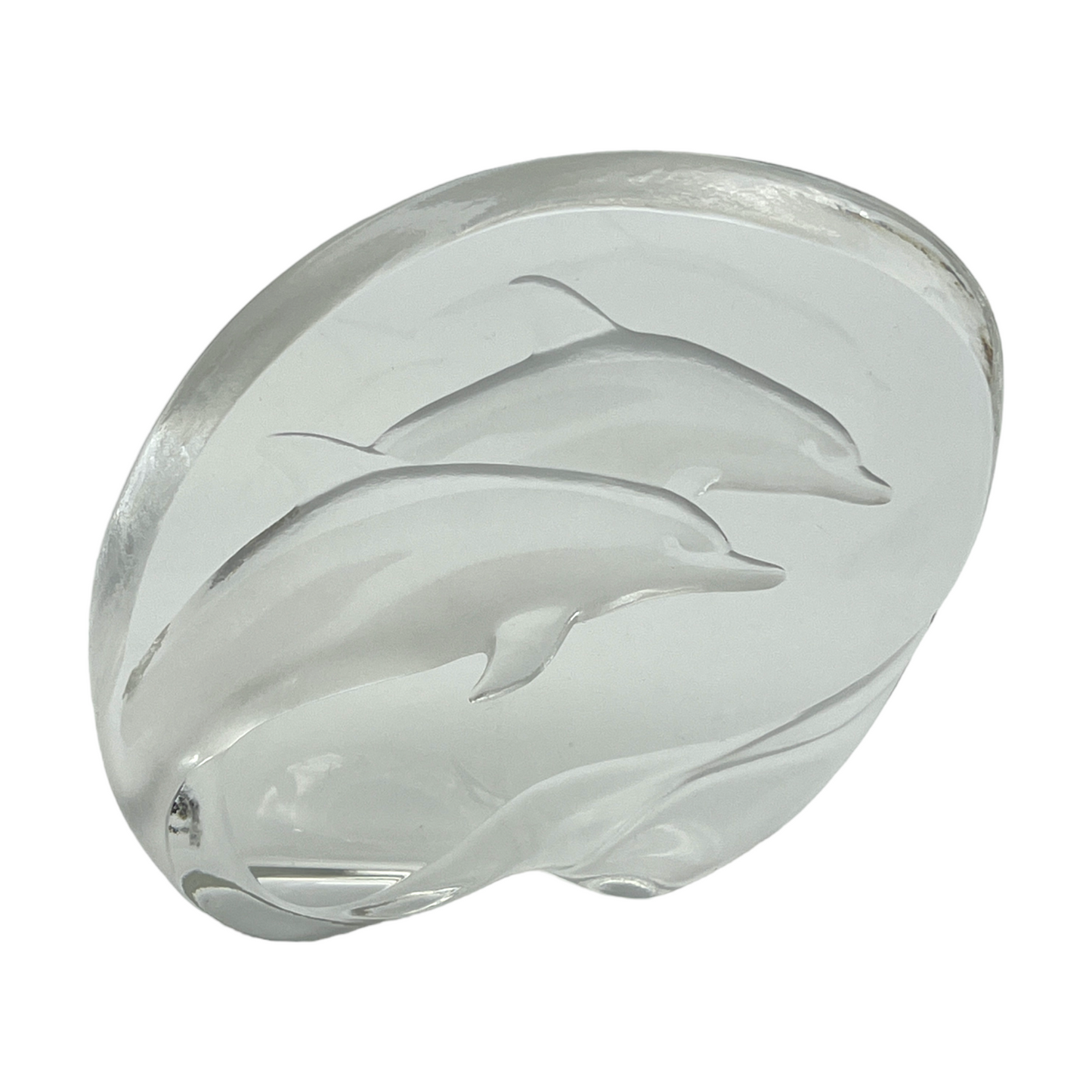 Mats Johasson Sweden Crystal - Dolphin Sculpture - Vintage - Signed - 6"