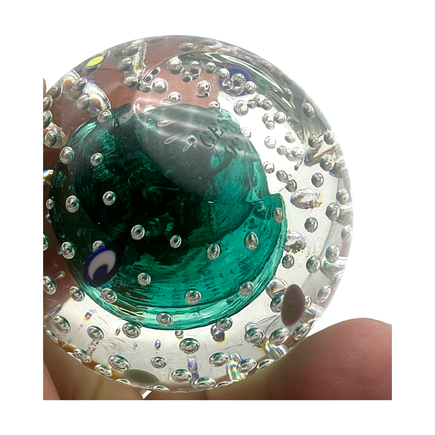 Glass Eye Studio Paperweight - Millefiori With Controlled Bubble - Signed GES 99 - 3"