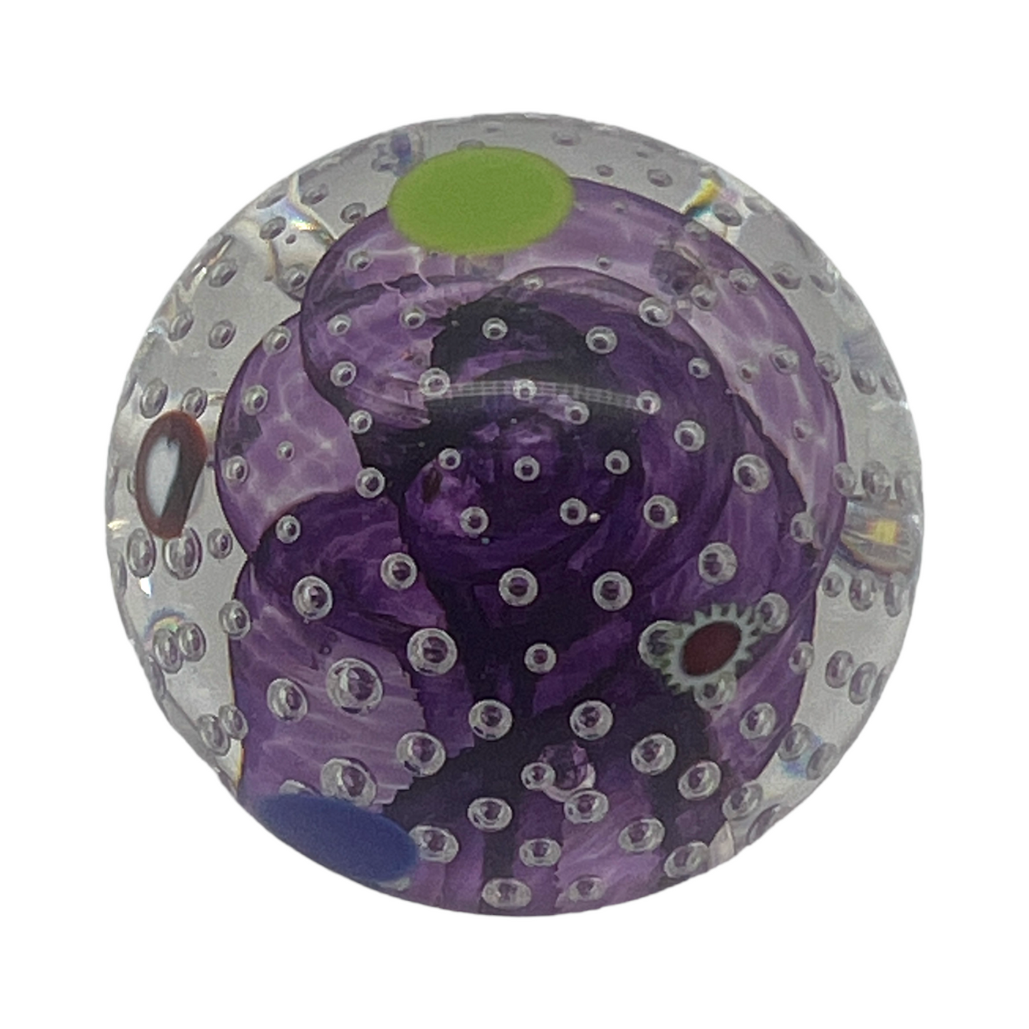 Glass Eye Studio Paperweight - Millefiori With Controlled Bubble - Signed GES 99 - 2"