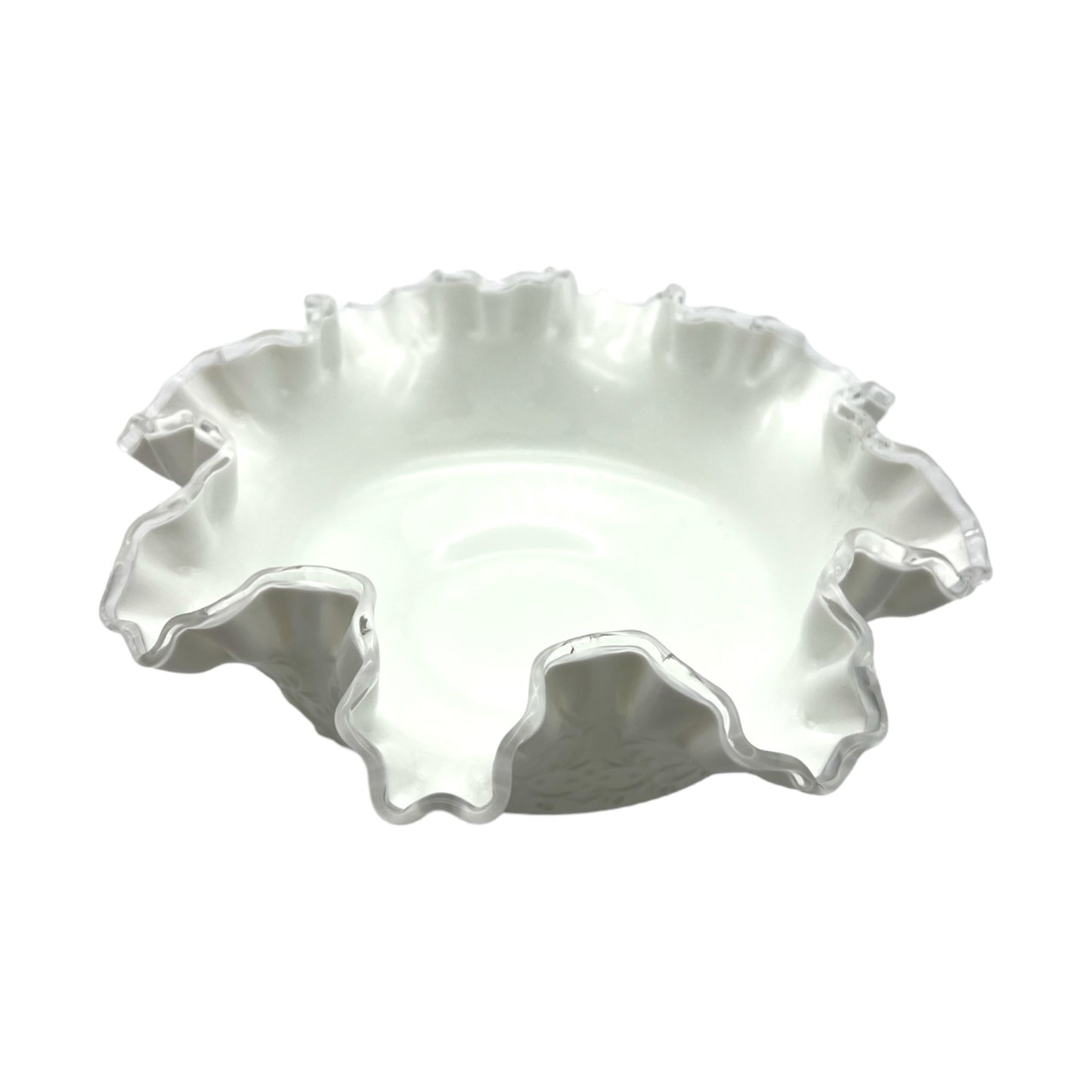 Fenton Art Glass - Spanish Lace Silver Crest Ruffled/Crimped Rim Bowl - Vintage - 4"