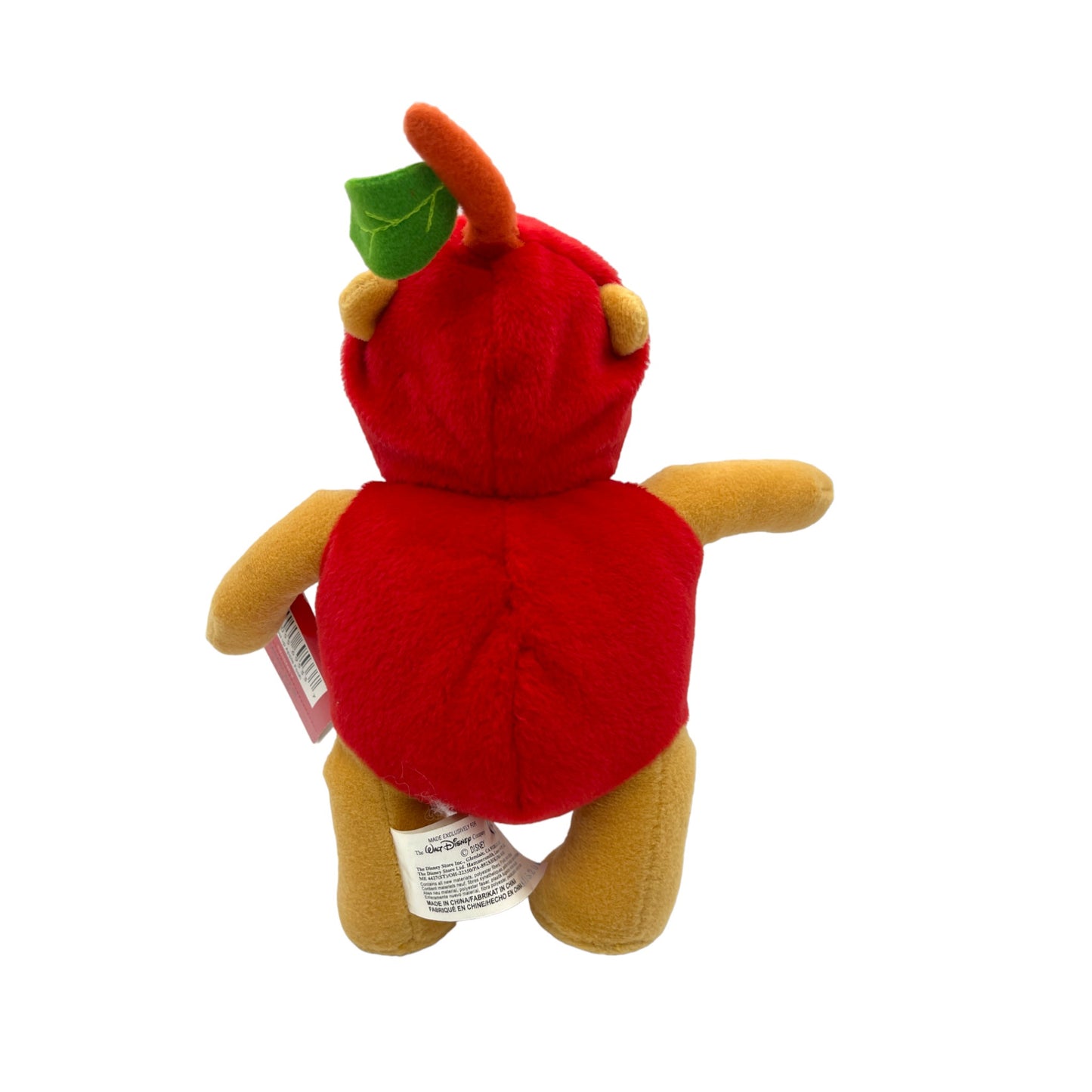 Disney Store - Dressed Up Apple Pooh - Mini Bean Bag - With Tag - 8"
