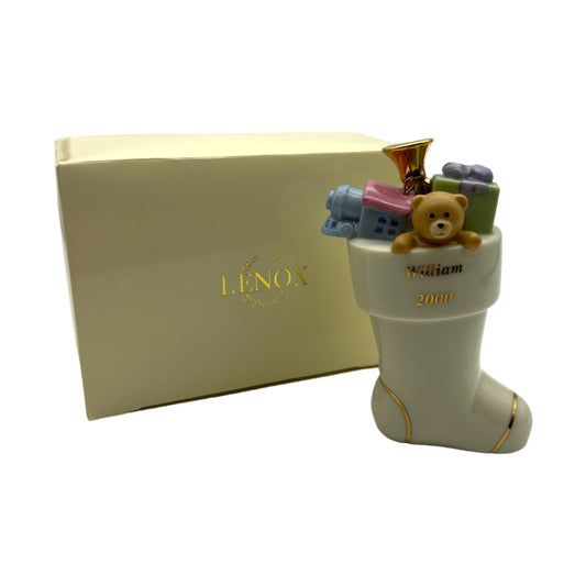 Lenox - Christmas Stocking Ornament - Customized "William 2000" - Original Box - 4"