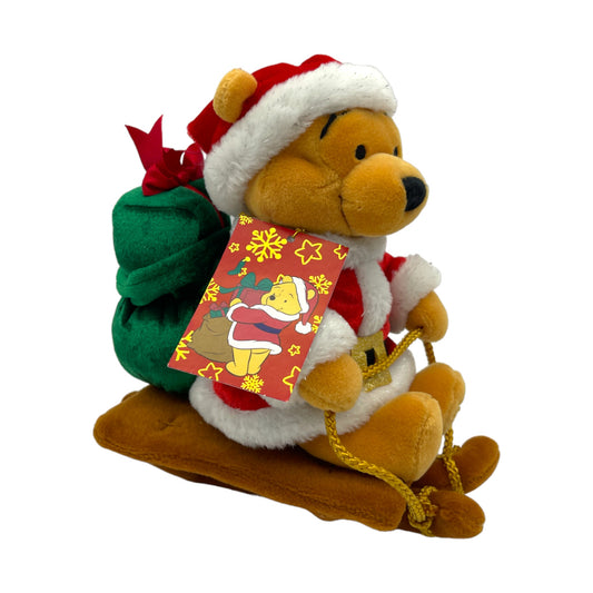 Disney Store Londan - Pooh On Sleigh - Christmas - Vintage - With Tag - 8"