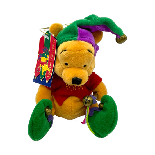 Disney Store  - Jester Pooh - Mini Bean Bag - With Tag - Vintage - 8"
