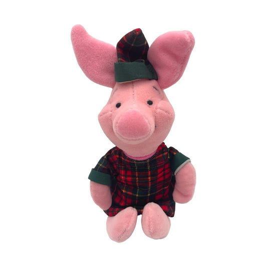 Disney Store London - Plaid Pajama Piglet - Mini Bean Bag - Vintage - 8"