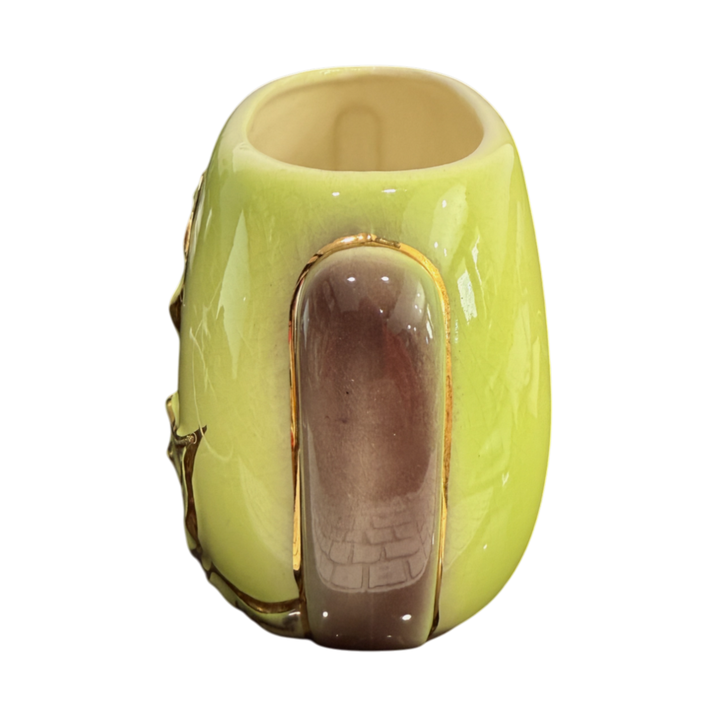 Royal Copley - Oval Leaf Vase With Gold Trim - Extremely Rare - 4.5"