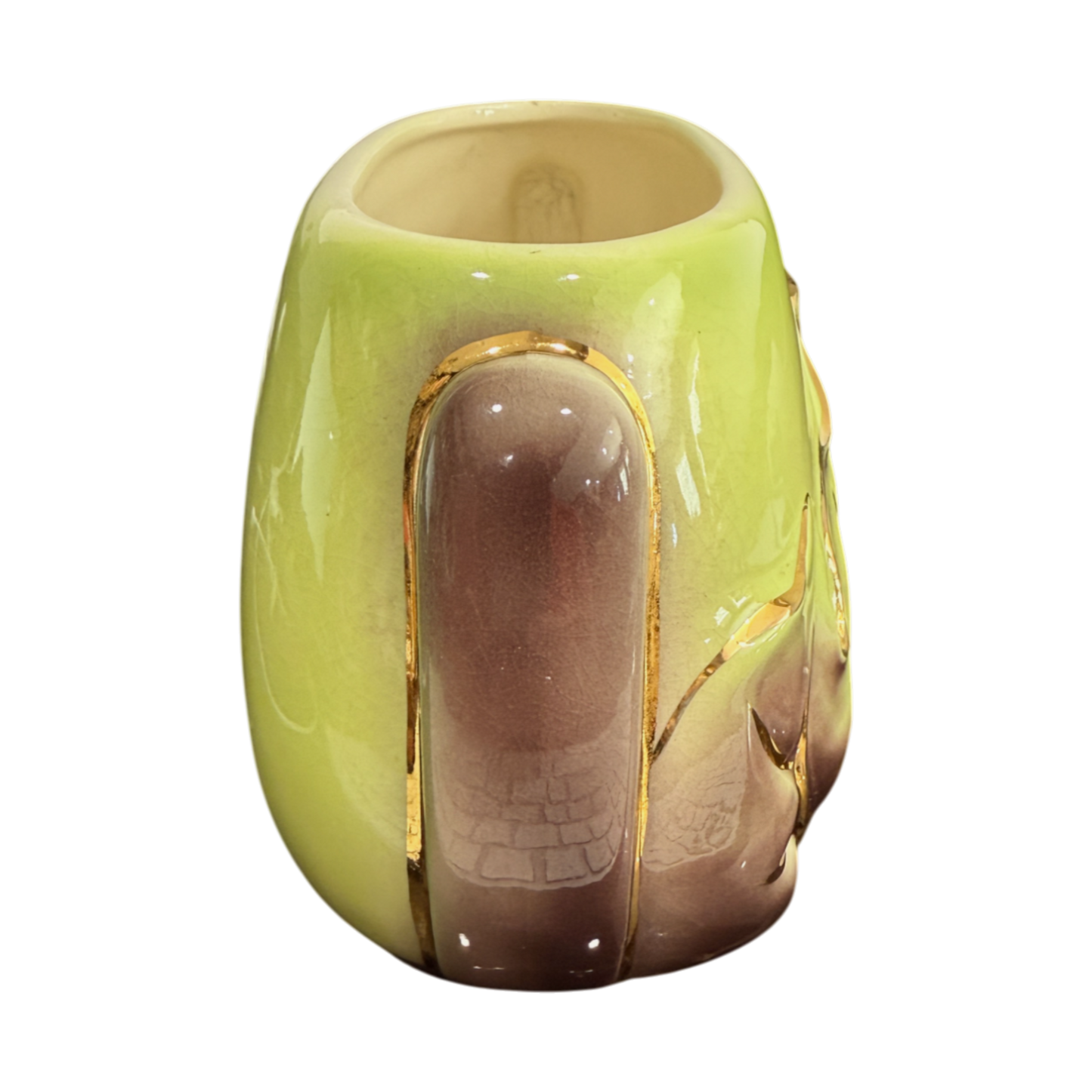 Royal Copley - Oval Leaf Vase With Gold Trim - Extremely Rare - 4.5"