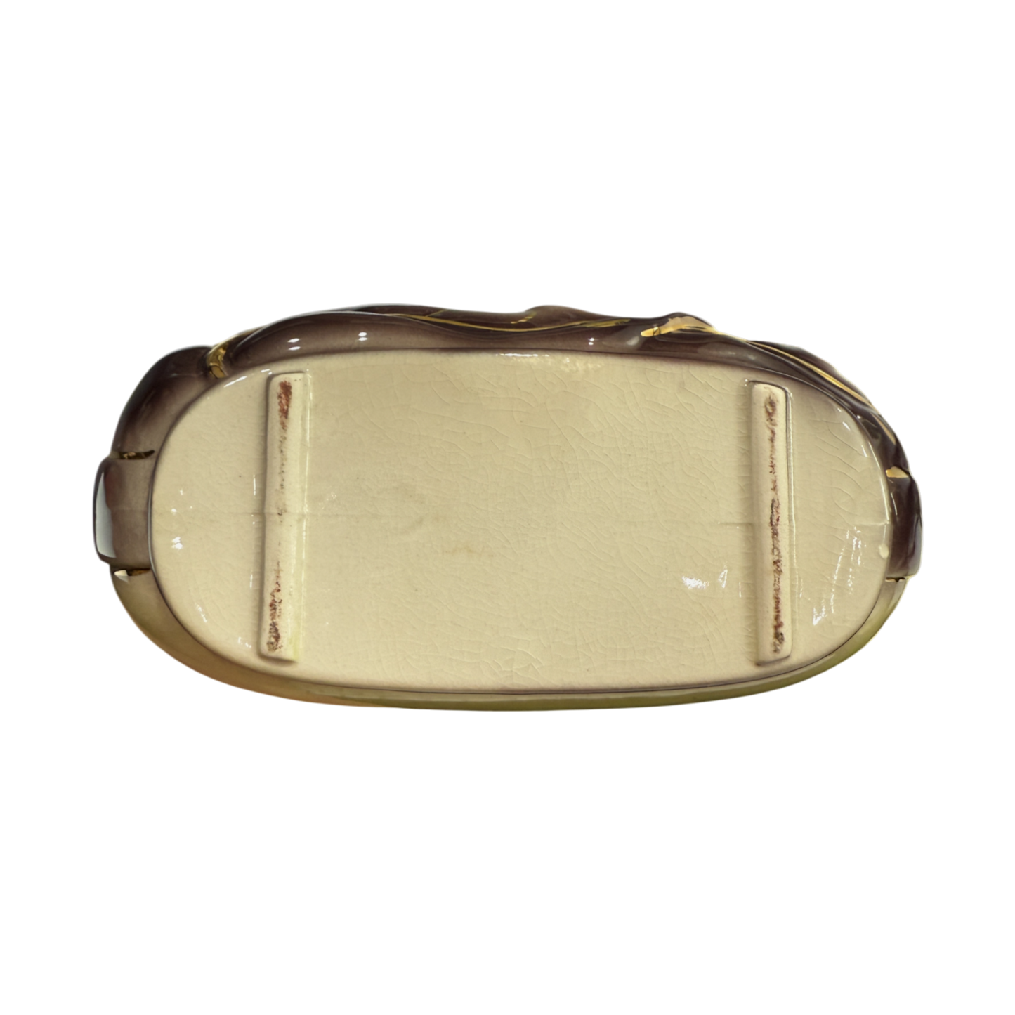 Royal Copley - Oval Leaf Vase With Gold Trim - Extremely Rare - 4.5"